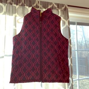 Moroccan print pink with blue background.